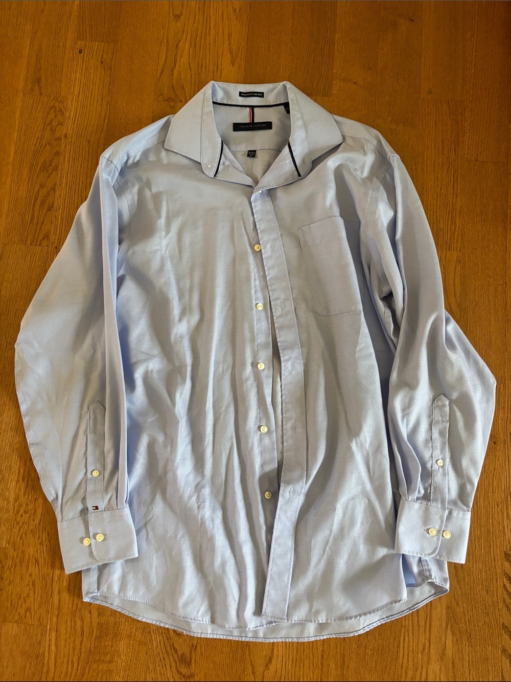Tommy Hilfiger Light Blue Men's Dress Shirt with Spread Collar